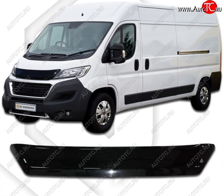 2 099 р. Дефлектор капота CA-Plastiс  Peugeot Boxer  290 (2014-2025) (Classic черный, Без надписи)  с доставкой в г. Королёв