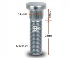 188 р. Забивная шпилька 28 мм ступицы Вектор M12x1.25x28 Chery QQ6 (2006-2010). Увеличить фотографию 1