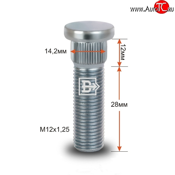 188 р. Забивная шпилька 28 мм ступицы Вектор M12x1.25x28 Alfa Romeo 156 932 2 рестайлинг, седан (2003-2007)