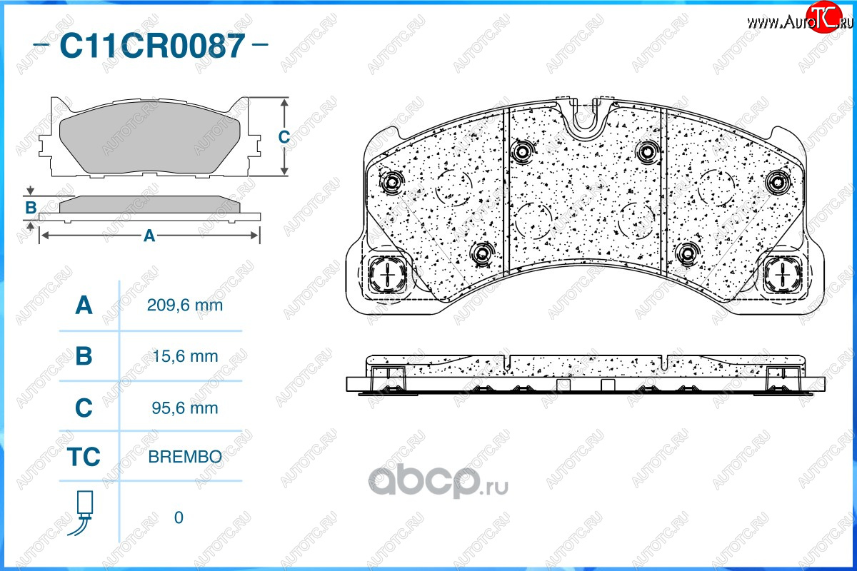 2 369 р. Комплект передних тормозных колодок CWORKS (209.6*15.6*95.6) Porsche Cayenne 958 (2010-2014)  с доставкой в г. Королёв