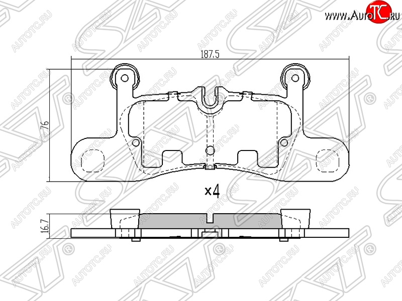 2 199 р. Колодки тормозные SAT (задние, 187,5*76*16,7)  Volkswagen Touareg  NF (2010-2014) дорестайлинг  с доставкой в г. Королёв