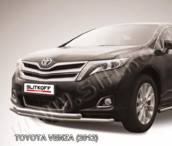 15 799 р. Двойная защита переднего бампера d57 мм Slitkoff  Toyota Venza  GV10 (2012-2016) рестайлинг (нержавейка полированная)  с доставкой в г. Королёв. Увеличить фотографию 1