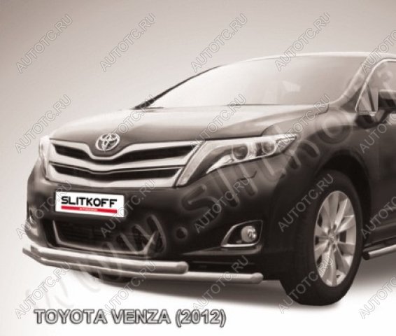 15 799 р. Двойная защита переднего бампера d57 мм Slitkoff  Toyota Venza  GV10 (2012-2016) рестайлинг (нержавейка полированная)  с доставкой в г. Королёв