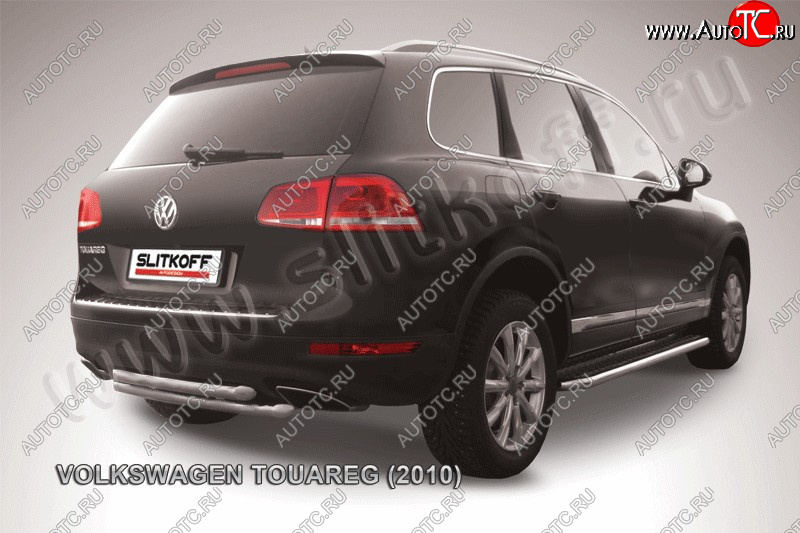 5 999 р. Защита задняя Slitkoff  Volkswagen Touareg  NF (2010-2014) дорестайлинг (Цвет: серебристый)  с доставкой в г. Королёв