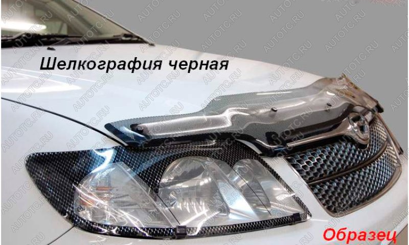 2 099 р. Дефлектор капота CA-Plastiс  Mitsubishi Lancer  CY (2007-2010) седан дорестайлинг, хэтчбэк дорестайлинг (серия Шелкография черная)  с доставкой в г. Королёв