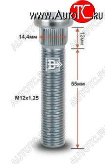 215 р. Забивная шпилька 55.0 мм ступицы колеса Вектор M12x1.25 x 55.0 BYD F0 (2007-2013)