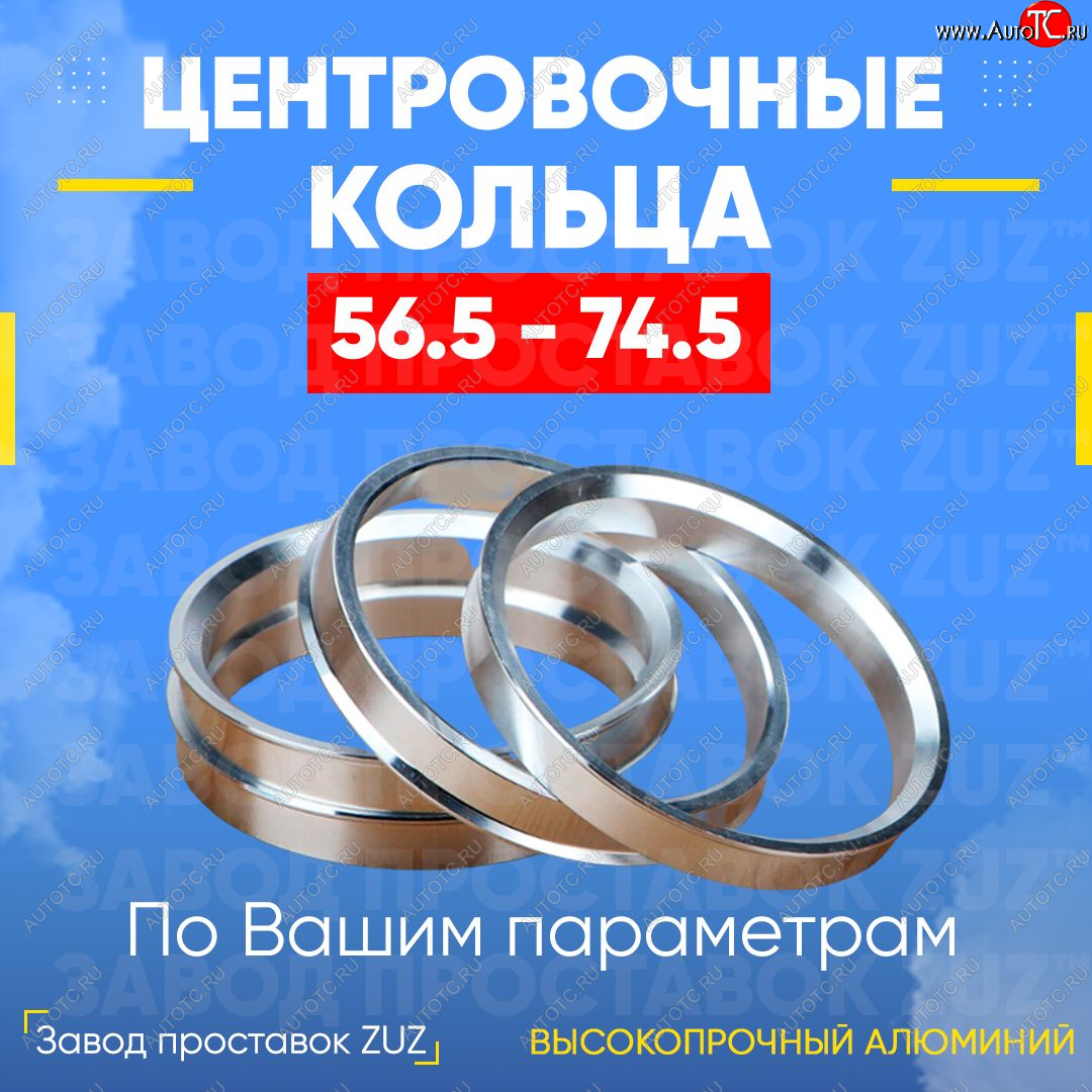 1 799 р. Алюминиевое центровочное кольцо (4 шт) ЗУЗ 56.5 x 74.5    с доставкой в г. Королёв