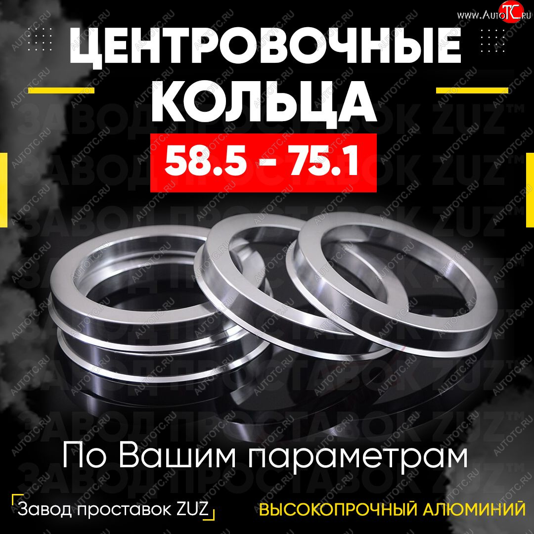 1 799 р. Алюминиевое центровочное кольцо (4 шт) ЗУЗ 58.5 x 75.1    с доставкой в г. Королёв