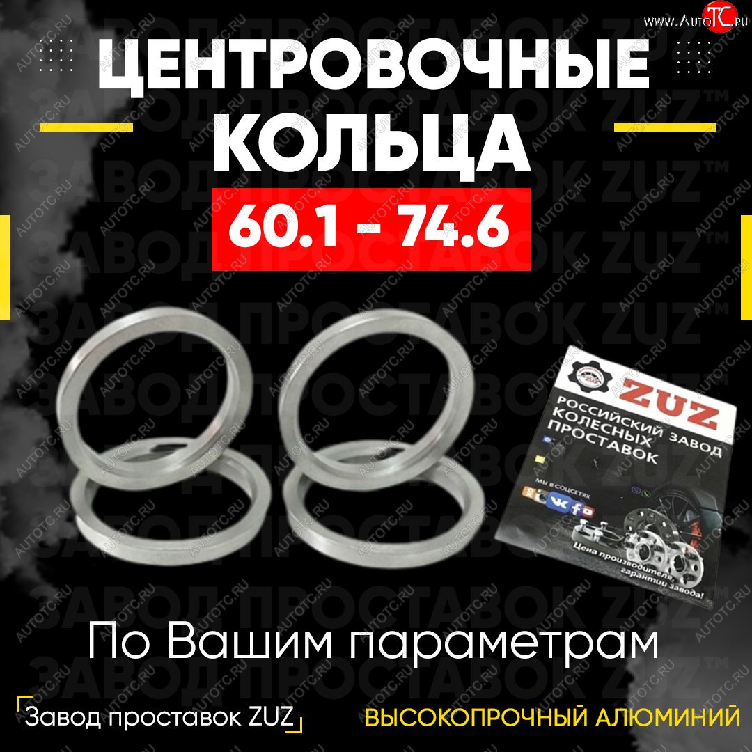 1 799 р. Алюминиевое центровочное кольцо (4 шт) ЗУЗ 60.1 x 74.6    с доставкой в г. Королёв