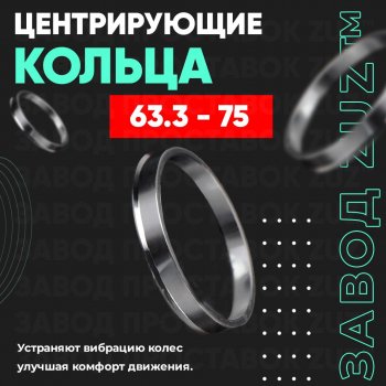 1 799 р. Алюминиевое центровочное кольцо (4 шт) ЗУЗ 63.3 x 75.0 Volvo XC70 дорестайлинг (2007-2013). Увеличить фотографию 1