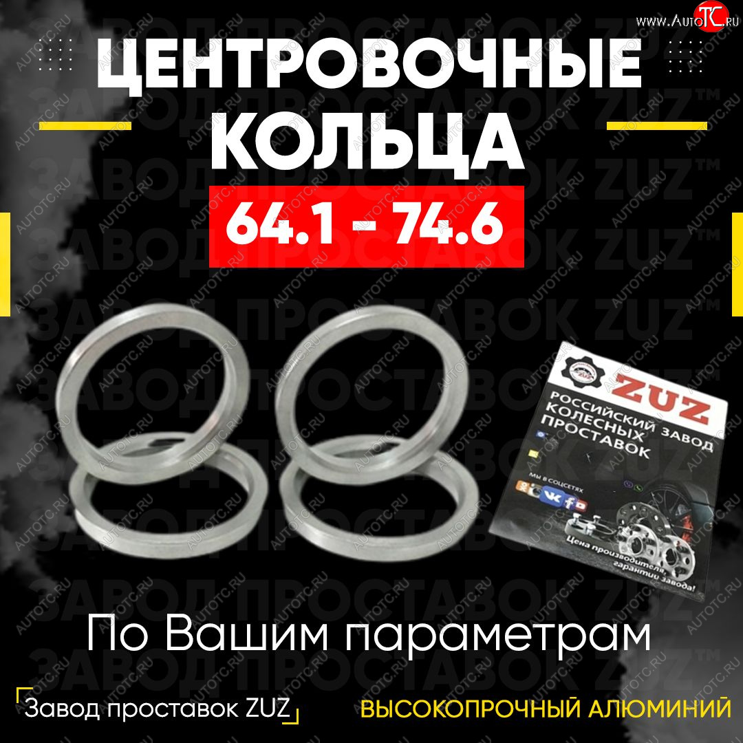 1 269 р. Алюминиевое центровочное кольцо (4 шт) ЗУЗ 64.1 x 74.6    с доставкой в г. Королёв