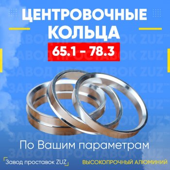 1 799 р. Алюминиевое центровочное кольцо (4 шт) ЗУЗ 65.1 x 78.3 Volvo V70 (2001-2007). Увеличить фотографию 1