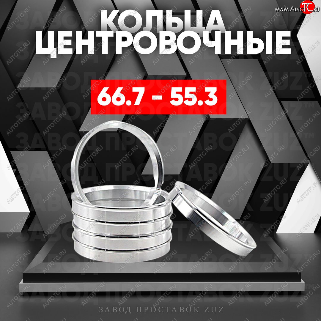 1 799 р. Алюминиевое центровочное кольцо (4 шт) ЗУЗ 55.3 x 66.7    с доставкой в г. Королёв