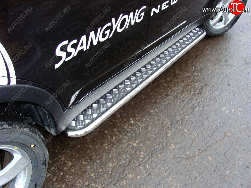 29 449 р. Пороги с площадкой 42,4 мм ТСС Тюнинг  SSANGYONG Actyon (2013-2021) рестайлинг (серые)  с доставкой в г. Королёв