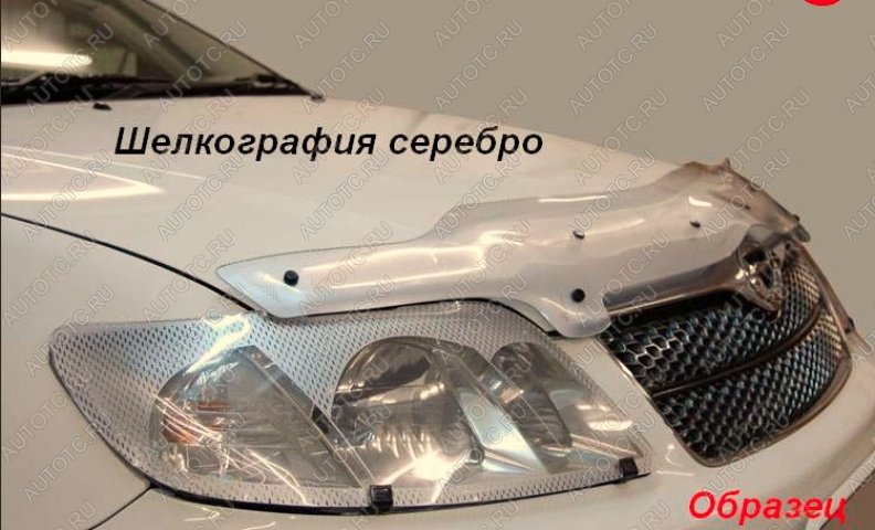 2 199 р. Защита фар CA-Plastic  Ford Focus  2 (2004-2008) универсал дорестайлинг (Шелкография серебро)  с доставкой в г. Королёв