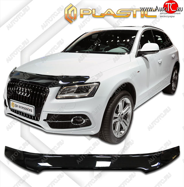 2 189 р. Дефлектор капота CA-Plastic  Audi Q5  8R (2012-2017) рестайлинг (classic черный, без надписи)  с доставкой в г. Королёв