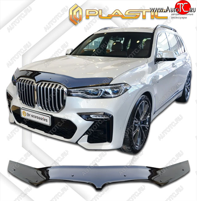 2 359 р. Дефлектор капота CA-Plastic  BMW X7  G07 (2018-2022) (classic черный, без надписи)  с доставкой в г. Королёв