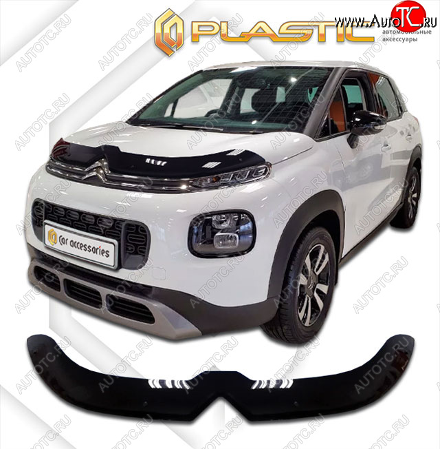 2 059 р. Дефлектор капота CA-Plastic  CITROEN C3 Aircross (2017-2021) дорестайлинг (classic черный, без надписи)  с доставкой в г. Королёв