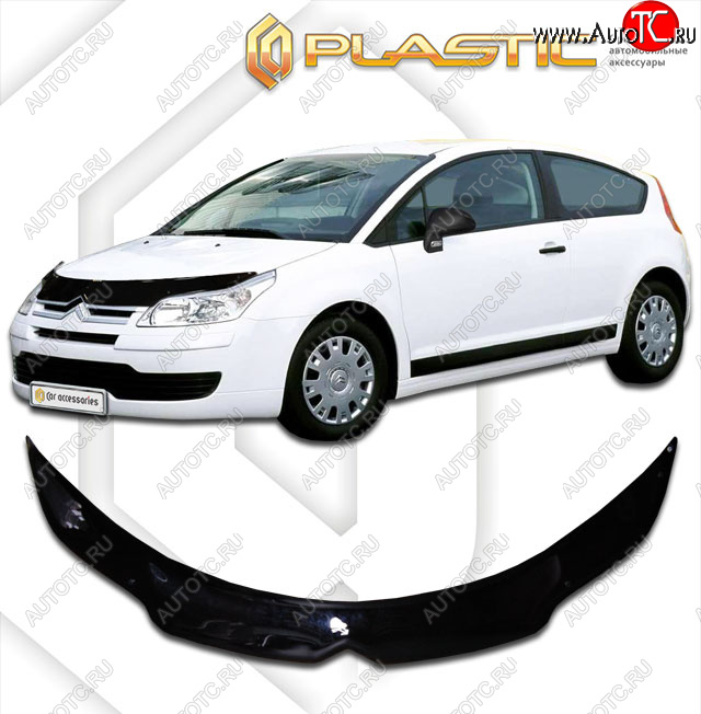 2 199 р. Дефлектор капота CA-Plastic  CITROEN C4 (2008-2011)  рестайлинг, хэтчбэк 3 дв.,  рестайлинг, хэтчбэк 5 дв. (classic черный, без надписи)  с доставкой в г. Королёв