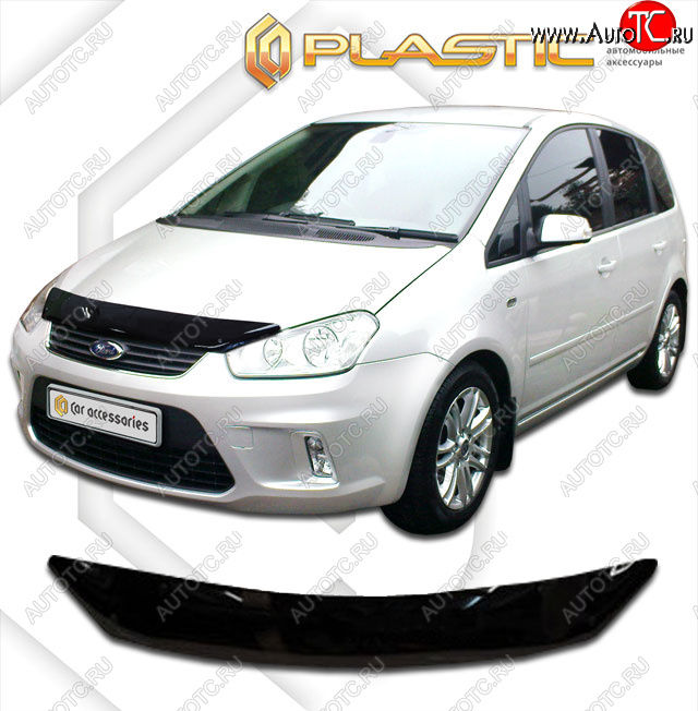 1 999 р. Дефлектор капота CA-Plastic  Ford C-max  Mk1 (2007-2010) рестайлинг (classic черный, без надписи)  с доставкой в г. Королёв