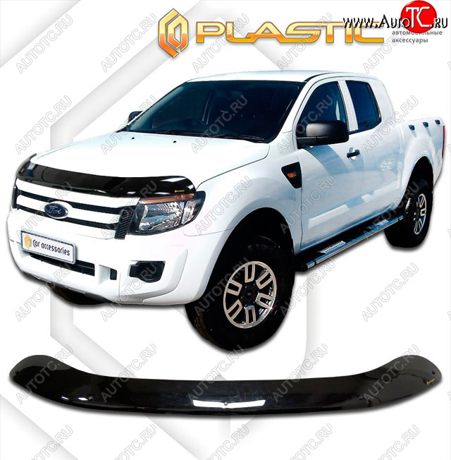 2 199 р. Дефлектор капота CA-Plastic  Ford Ranger  RapCab (2011-2016) дорестайлинг (classic черный, без надписи)  с доставкой в г. Королёв