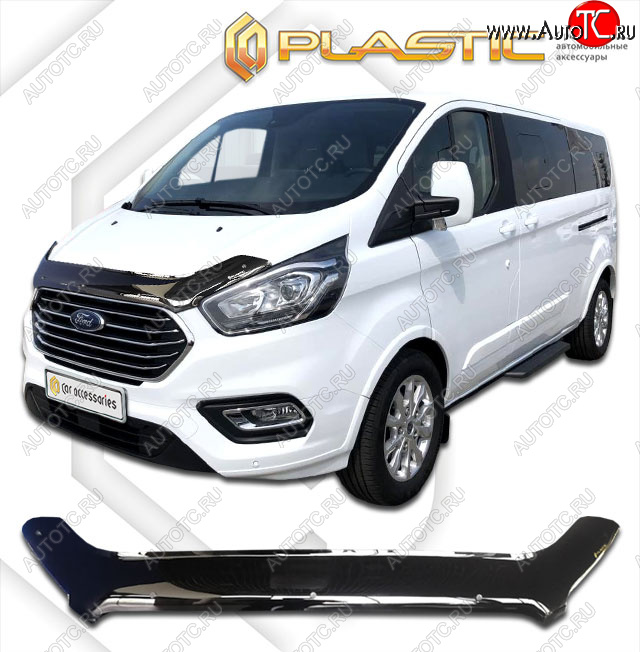 2 059 р. Дефлектор капота CA-Plastic  Ford Tourneo Custom (2017-2021) рестайлинг (classic черный, без надписи)  с доставкой в г. Королёв