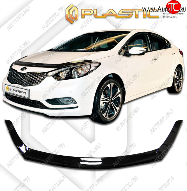 2 269 р. Дефлектор капота CA-Plastic  KIA Cerato  3 YD (2013-2016) дорестайлинг седан (classic черный, без надписи)  с доставкой в г. Королёв