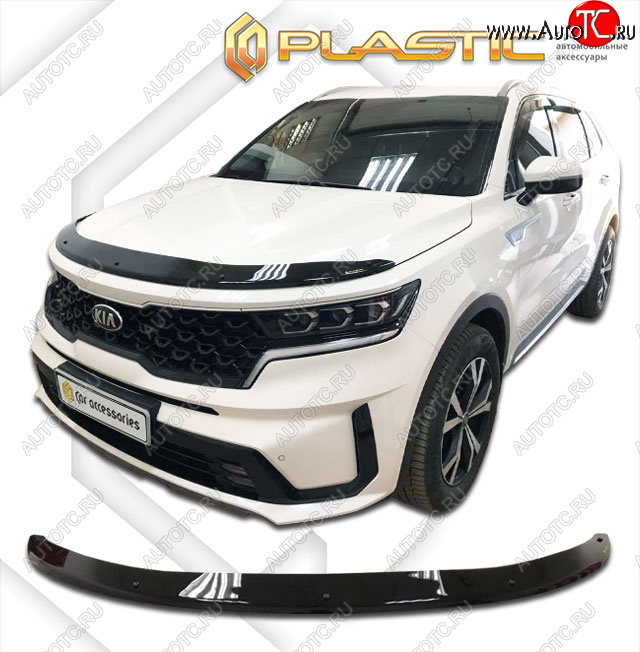 2 099 р. Дефлектор капота CA-Plastic  KIA Sorento  MQ4 (2020-2022) (classic черный, без надписи)  с доставкой в г. Королёв