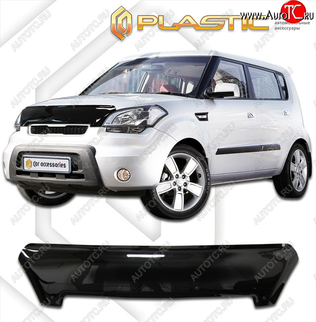 2 189 р. Дефлектор капота CA-Plastic  KIA Soul  AM (2011-2014) рестайлинг (classic черный, без надписи)  с доставкой в г. Королёв