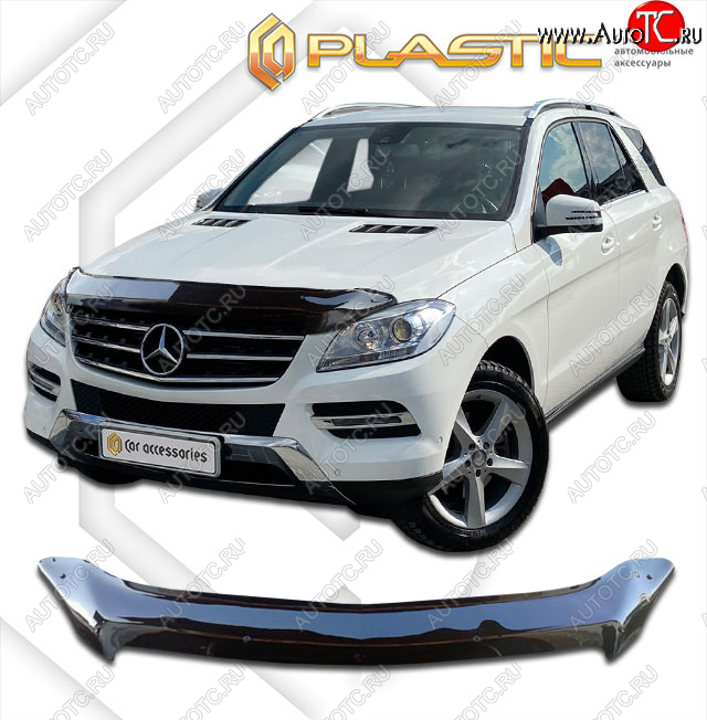 2 359 р. Дефлектор капота CA-Plastic  Mercedes-Benz ML class  W166 (2011-2015) (classic черный, без надписи)  с доставкой в г. Королёв