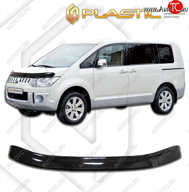 2 189 р. Дефлектор капота CA-Plastic  Mitsubishi Delica D:5  1 (2007-2025) дорестайлинг, рестайлинг (classic черный, без надписи)  с доставкой в г. Королёв