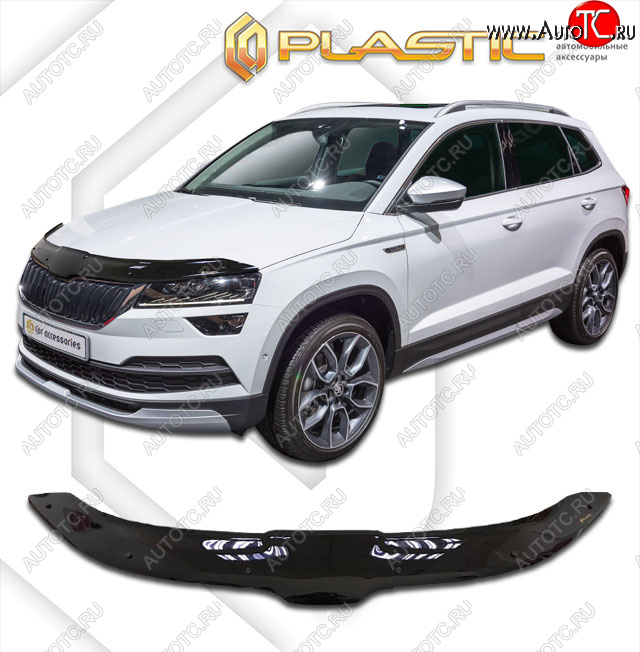 2 269 р. Дефлектор капота CA-Plastic  Skoda Karoq  NU7 (2017-2025) дорестайлинг, рестайлинг (classic черный, без надписи)  с доставкой в г. Королёв