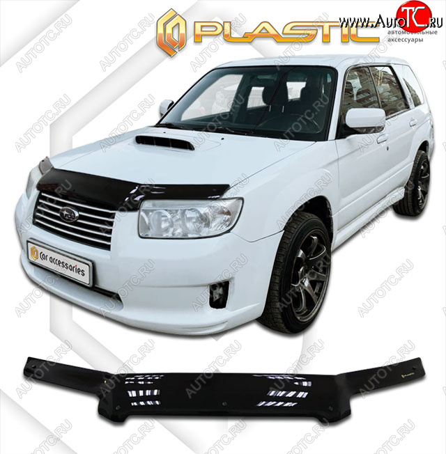 2 269 р. Дефлектор капота CA-Plastic  Subaru Forester  SG (2005-2008) рестайлинг (cерия Сlassic черный, без надписи)  с доставкой в г. Королёв