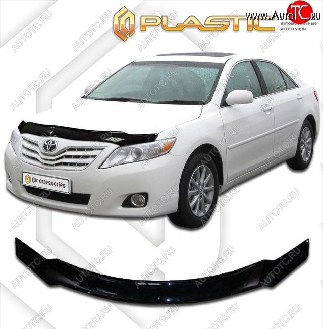 2 189 р. Дефлектор капота CA-Plastic  Toyota Camry  XV40 (2006-2008) дорестайлинг (classic черный, без надписи)  с доставкой в г. Королёв