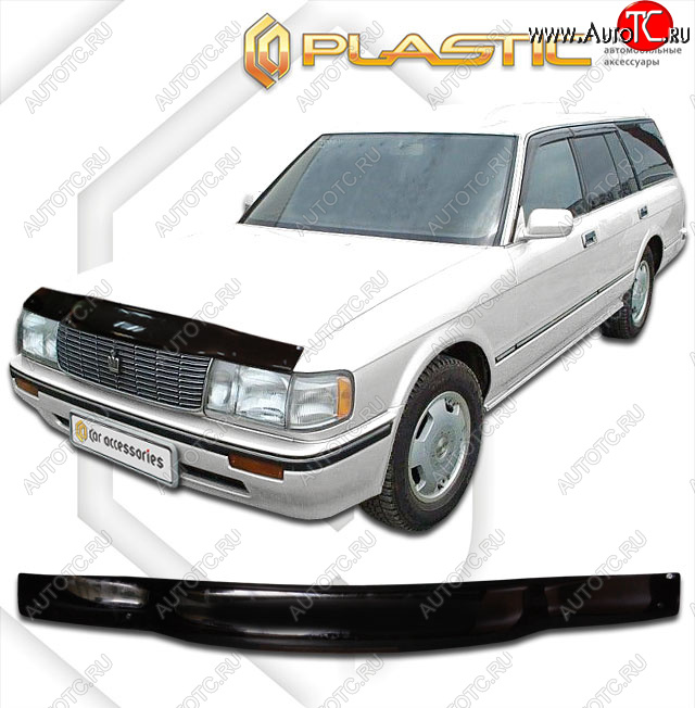 1 979 р. Дефлектор капота CA-Plastic  Toyota Crown  S130 (1991-1999) универсал 2-ой рестайлинг (classic черный, без надписи)  с доставкой в г. Королёв