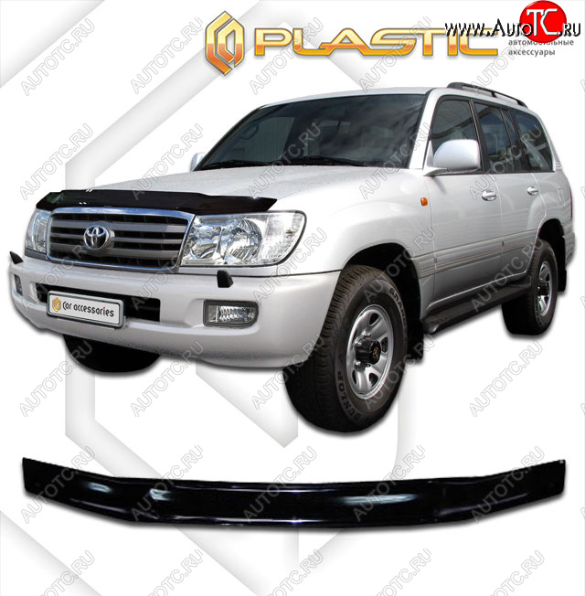 2 099 р. Дефлектор капота CA-Plastic  Toyota Land Cruiser  100 (2002-2007) 1-ый рестайлинг, 2-ой рестайлинг (classic черный, без надписи)  с доставкой в г. Королёв