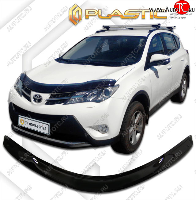 2 099 р. Дефлектор капота CA-Plastic  Toyota RAV4  XA40 (2012-2015) 5 дв. дорестайлинг (classic черный, без надписи)  с доставкой в г. Королёв