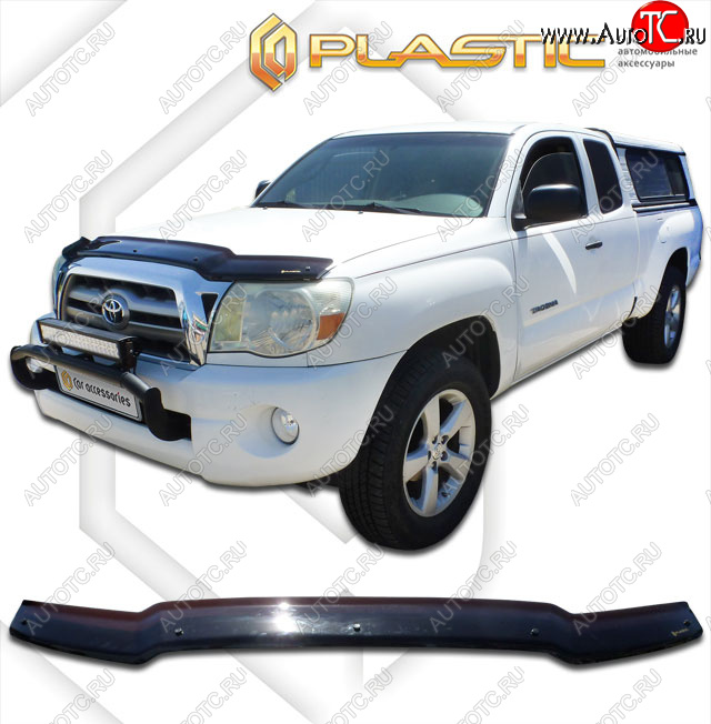 1 979 р. Дефлектор капота CA-Plastic  Toyota Tacoma  N200 (2004-2011) PickUp AccessCab дорестайлинг, PickUp DoubleCab дорестайлинг, PickUp RegularCab дорестайлинг (classic черный, без надписи)  с доставкой в г. Королёв