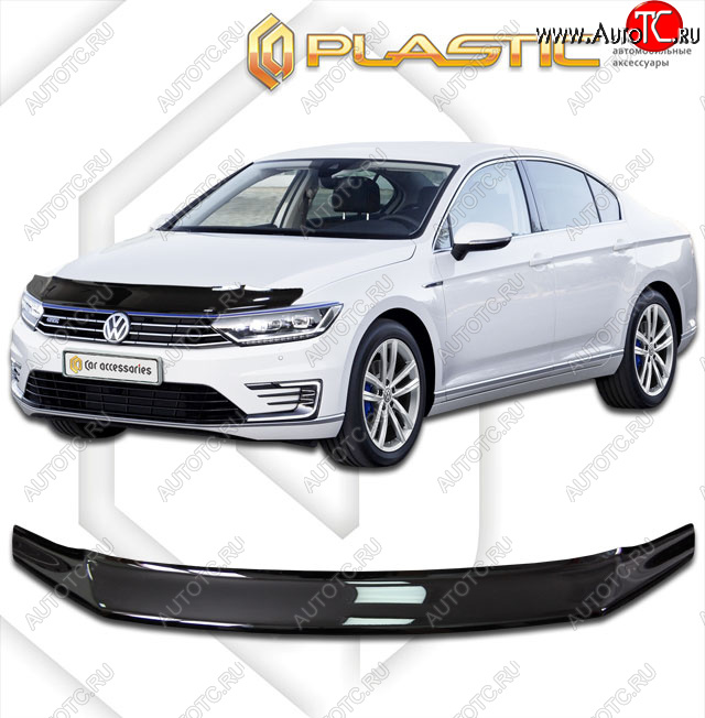 2 099 р. Дефлектор капота CA-Plastic  Volkswagen Passat ( B8,  B8.5) (2015-2025) седан дорестайлинг, седан рестайлинг (classic черный, без надписи)  с доставкой в г. Королёв