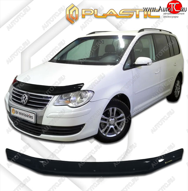 1 899 р. Дефлектор капота CA-Plastic  Volkswagen Touran  1T (2006-2010) 1-ый рестайлинг минивэн (classic черный, без надписи)  с доставкой в г. Королёв