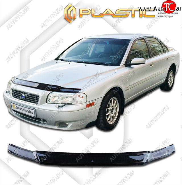 1 899 р. Дефлектор капота CA-Plastic  Volvo S80  TS седан (1998-2006) дорестайлинг, рестайлинг (classic черный, без надписи)  с доставкой в г. Королёв