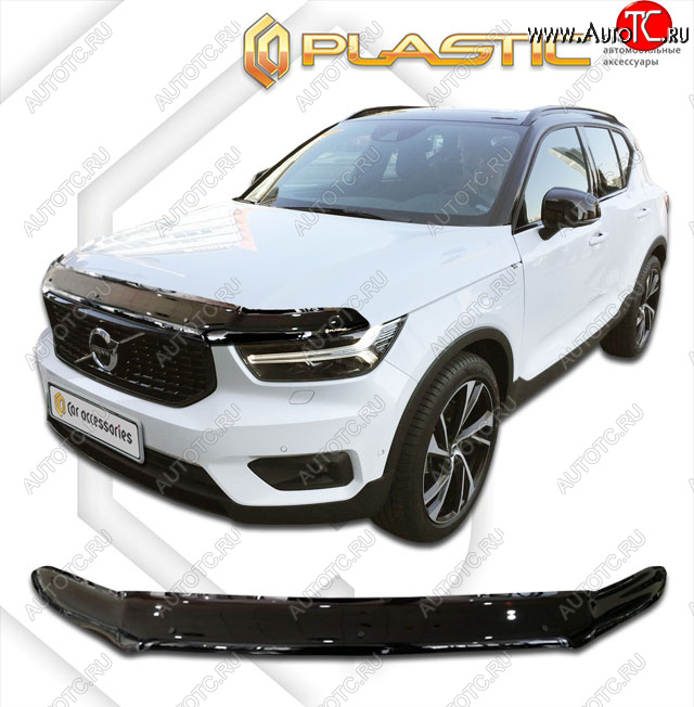 2 269 р. Дефлектор капота CA-Plastic  Volvo XC40 (2017-2022) (classic черный, без надписи)  с доставкой в г. Королёв