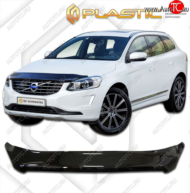 2 359 р. Дефлектор капота CA-Plastic  Volvo XC60 (2013-2017)  рестайлинг (classic черный, без надписи)  с доставкой в г. Королёв