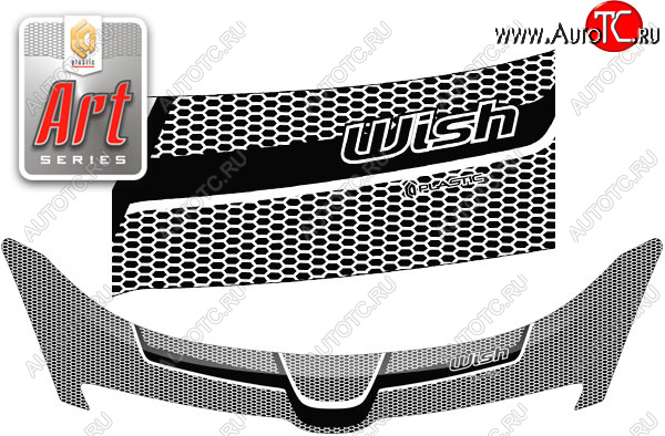 2 449 р. Дефлектор капота CA-Plastic  Toyota Wish  XE10 (2003-2005) дорестайлинг (серия ART белая)  с доставкой в г. Королёв