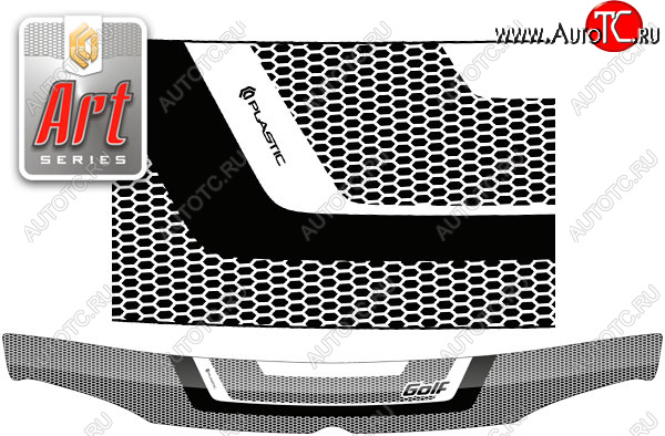 2 199 р. Дефлектор капота CA-Plastic  Volkswagen Golf  4 (1997-2003) (серия ART белая)  с доставкой в г. Королёв