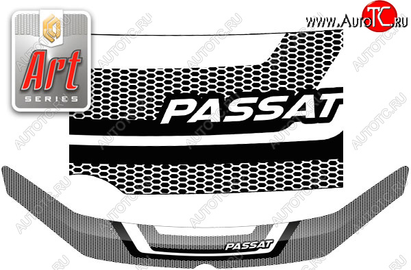 2 369 р. Дефлектор капота CA-Plastic  Volkswagen Passat  B7 (2010-2015) седан (серия ART белая)  с доставкой в г. Королёв