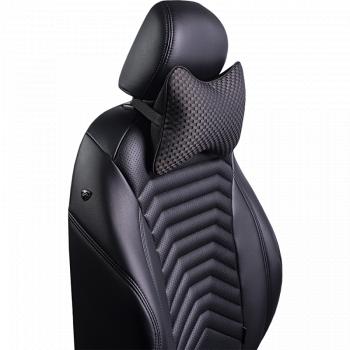 329 р. Подушка-косточка (жаккард) Lord Autofashion Seat Ibiza 6L хэтчбэк 3 дв. дорестайлинг (2002-2006) (черный, строчка Стежок серая)  с доставкой в г. Королёв. Увеличить фотографию 3