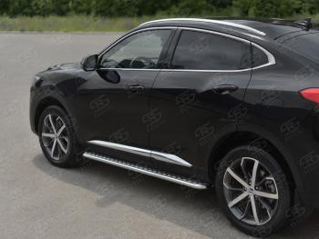 18 449 р. Пороги труба d42 с листом SLITKOFF  Haval F7x (2022-2024)  рестайлинг (лист алюминиевый, проф. нержавейка)  с доставкой в г. Королёв. Увеличить фотографию 2