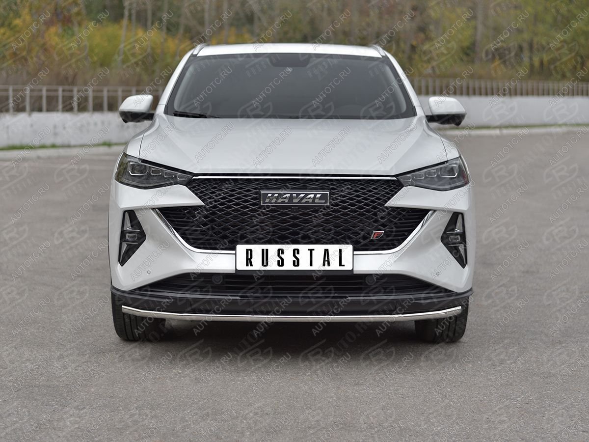 11 749 р. Защита переднего бампера d42 секции SLITKOFF  Haval F7x (2022-2024) рестайлинг (нержавейка полированная)  с доставкой в г. Королёв