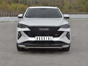 Защита переднего бампера d42 *42 уголки SLITKOFF Haval (Хавал) F7x (ф7икс) (2022-2024)  рестайлинг